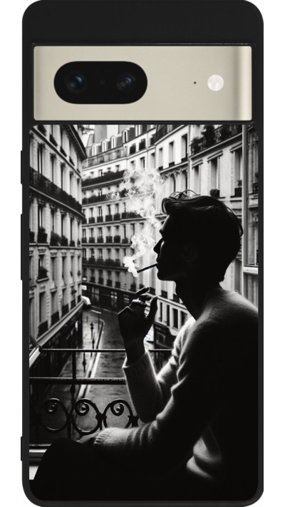 Coque Google Pixel 7 - Silicone rigide noir Parisian Smoker