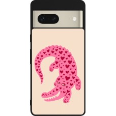 Google Pixel 7 Case Hülle - Silikon schwarz Pink crocodile 2026