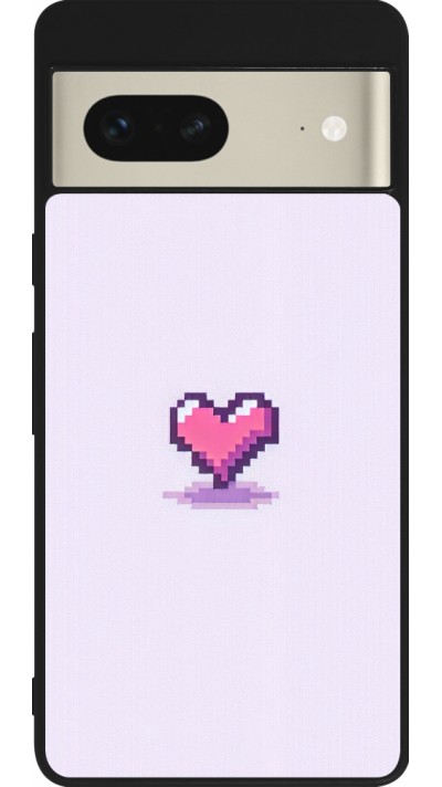Coque Google Pixel 7 - Silicone rigide noir Pixel Coeur Violet Clair