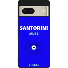 Coque Google Pixel 7 - Silicone rigide noir Pop Summer Destination Santorini
