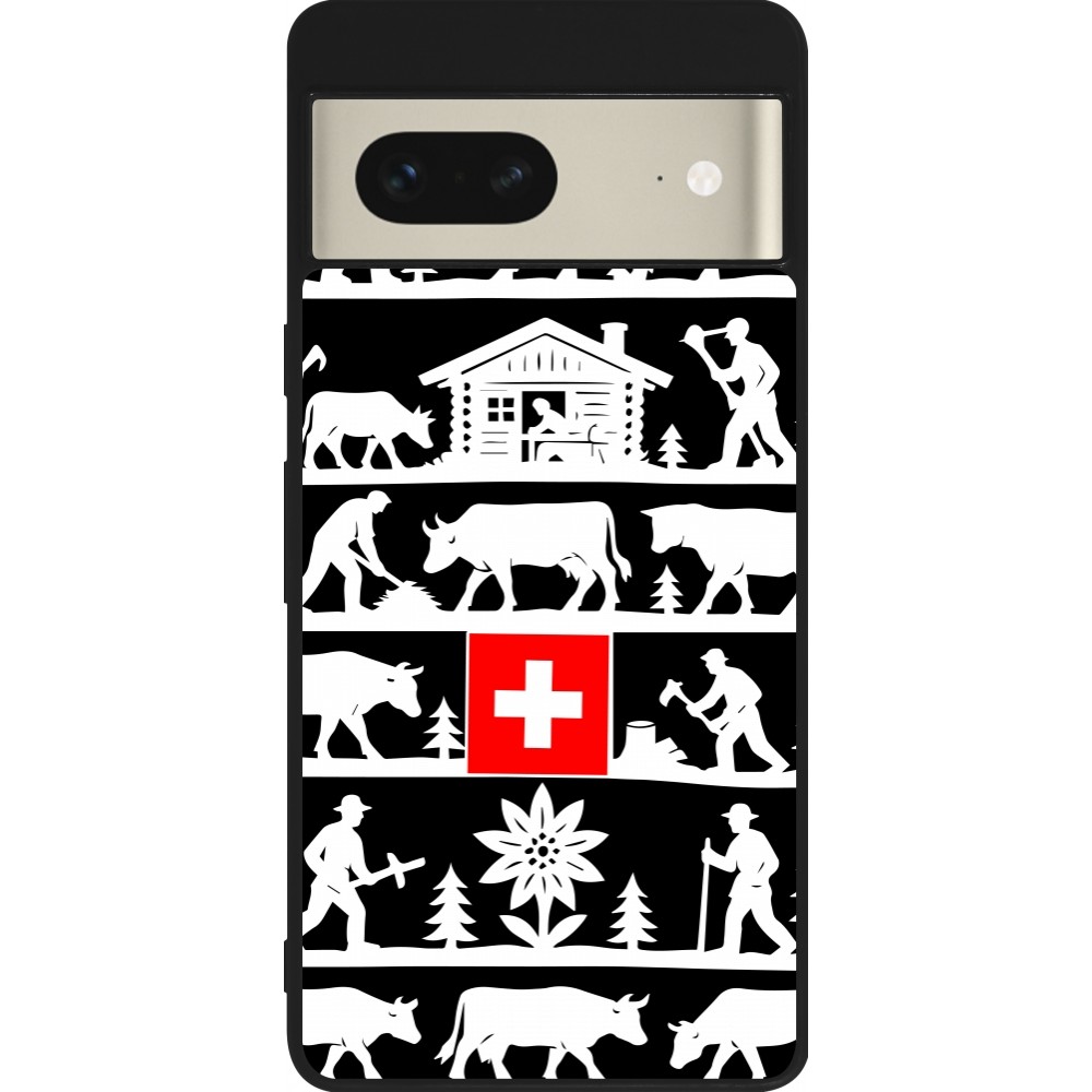 Coque Google Pixel 7 - Silicone rigide noir Poya Suisse 1 noir