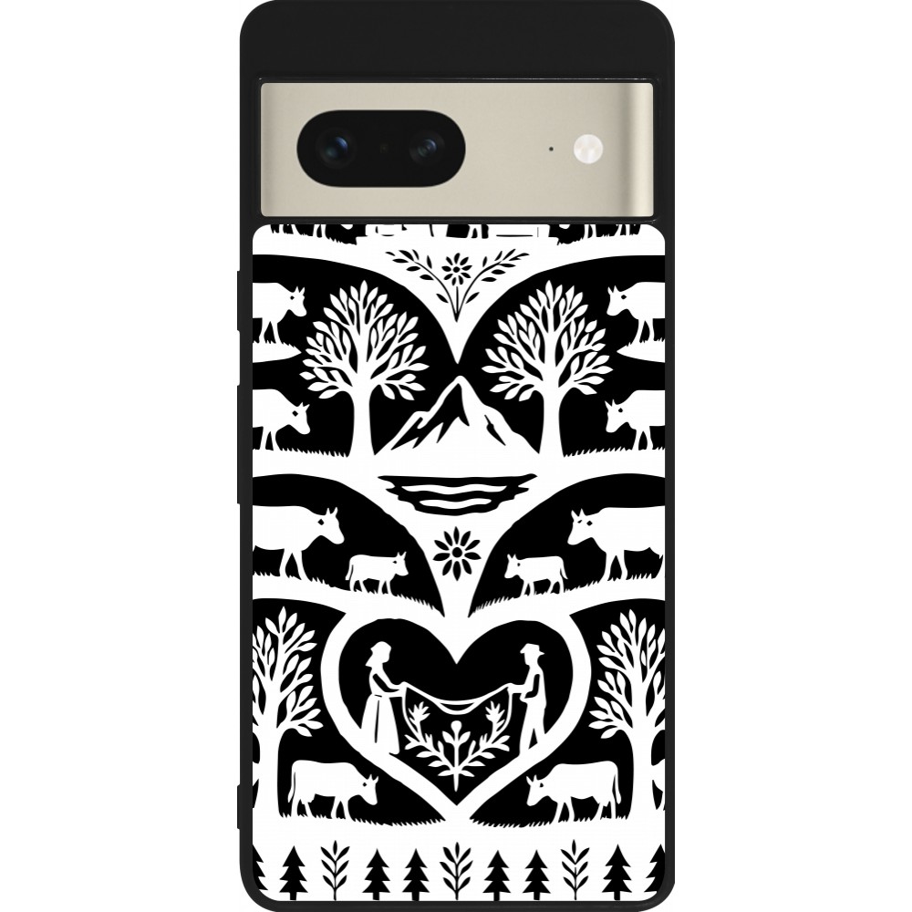 Coque Google Pixel 7 - Silicone rigide noir Poya Suisse 2 noir