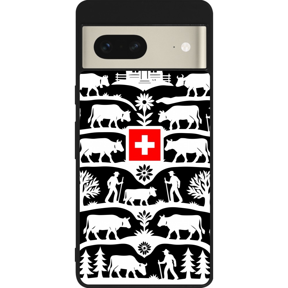 Coque Google Pixel 7 - Silicone rigide noir Poya Suisse 3 noir