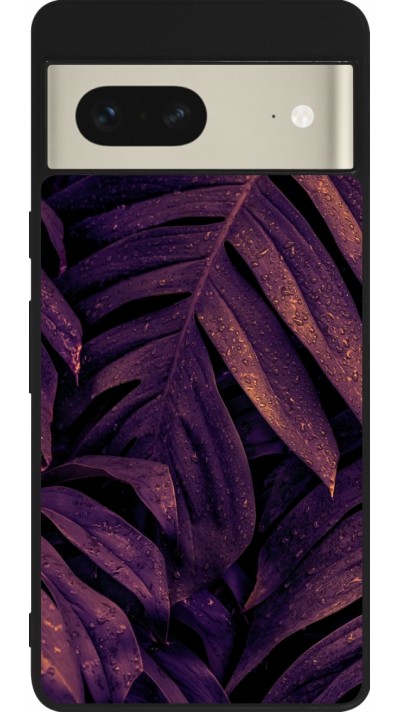 Google Pixel 7 Case Hülle - Silikon schwarz Purple Light Leaves