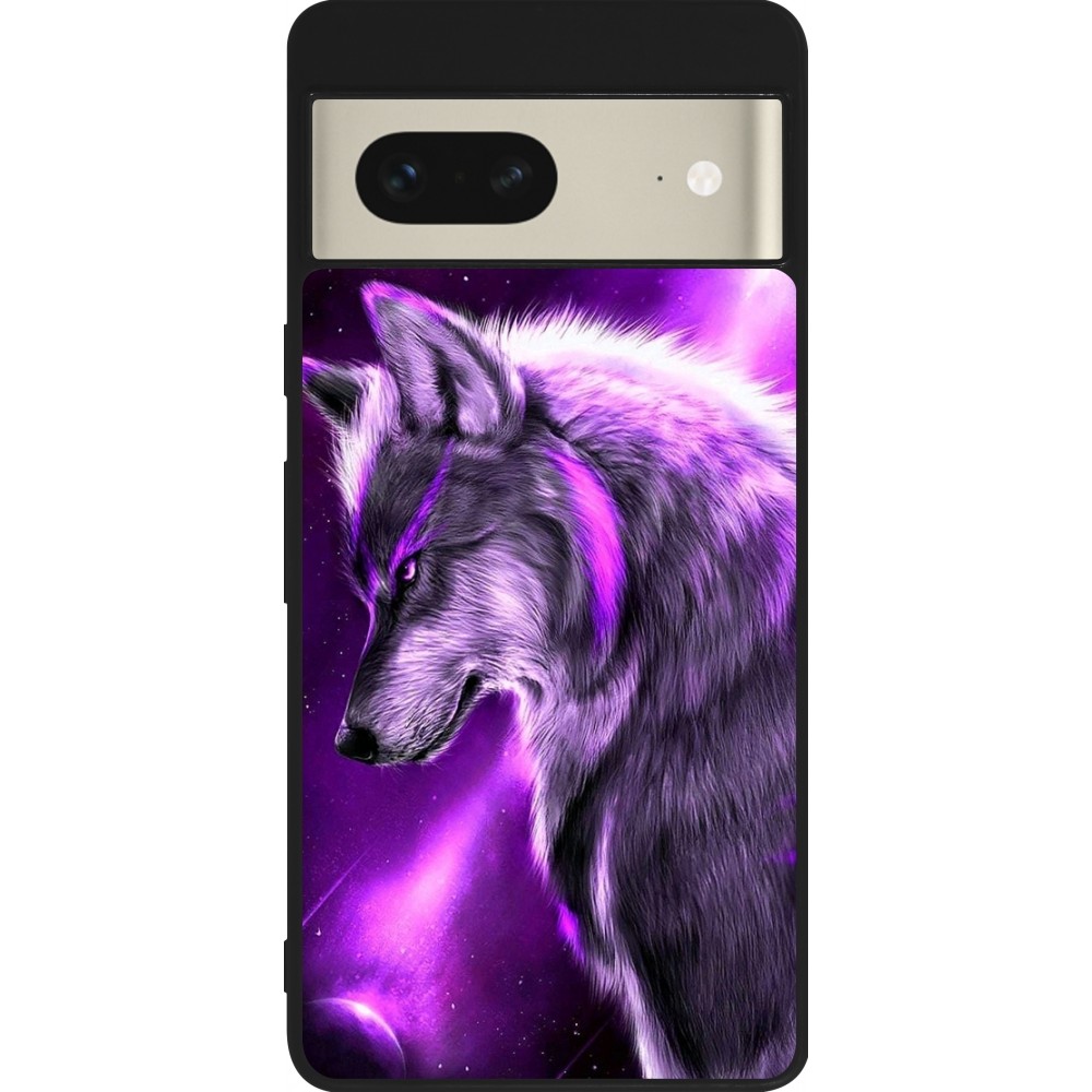 Google Pixel 7 Case Hülle - Silikon schwarz Purple Sky Wolf