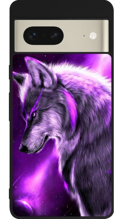 Coque Google Pixel 7 - Silicone rigide noir Purple Sky Wolf