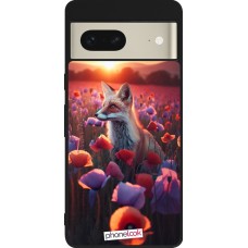 Google Pixel 7 Case Hülle - Silikon schwarz Purpurroter Fuchs bei Dammerung