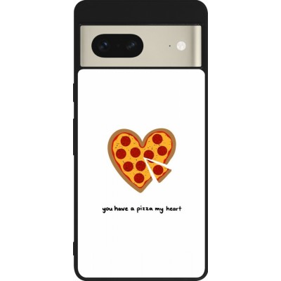 Coque Google Pixel 7 - Silicone rigide noir Saint Valentines Day 26 You have my pizza heart