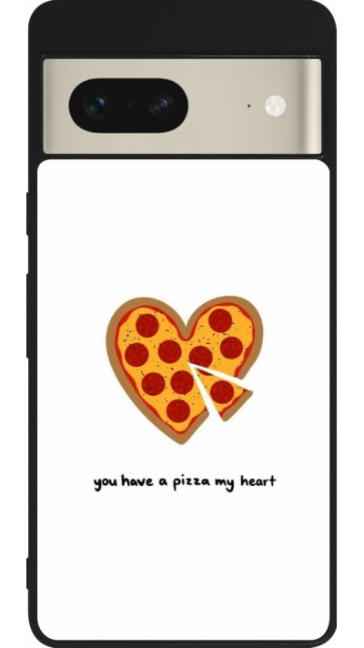 Google Pixel 7 Case Hülle - Silikon schwarz Saint Valentines Day 26 You have my pizza heart