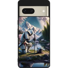 Coque Google Pixel 7 - Silicone rigide noir Samurai Katana Lune