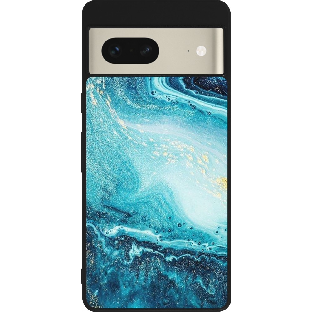 Google Pixel 7 Case Hülle - Silikon schwarz Sea Foam Blue