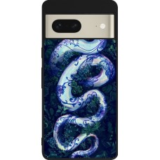 Coque Google Pixel 7 - Silicone rigide noir Serpent Blue Anaconda