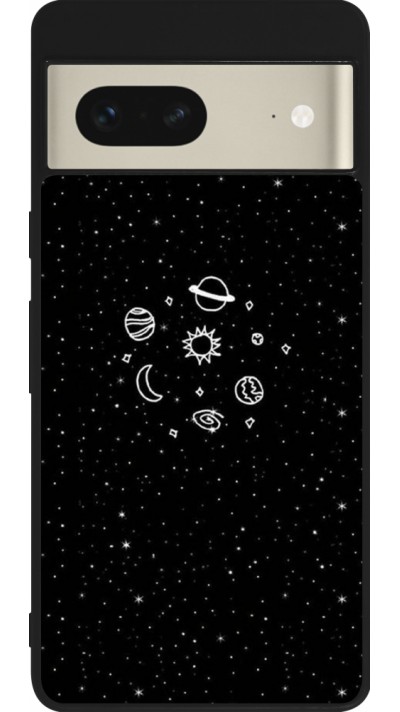 Coque Google Pixel 7 - Silicone rigide noir Space Doodle