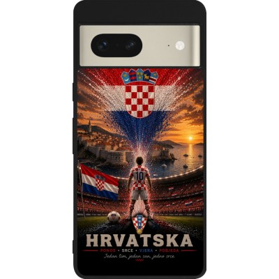 Google Pixel 7 Case Hülle - Silikon schwarz Fussball Kroatien splash 2026