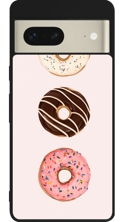 Coque Google Pixel 7 - Silicone rigide noir Spring 23 donuts