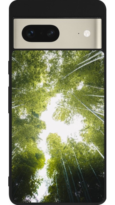 Coque Google Pixel 7 - Silicone rigide noir Spring 23 forest blue sky