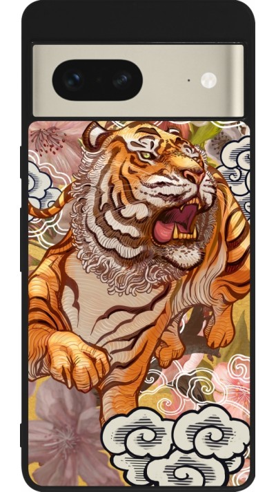 Google Pixel 7 Case Hülle - Silikon schwarz Spring 23 japanese tiger