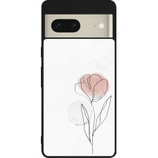 Google Pixel 7 Case Hülle - Silikon schwarz Spring 23 minimalist flower