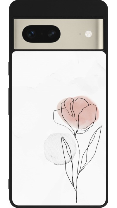 Google Pixel 7 Case Hülle - Silikon schwarz Spring 23 minimalist flower