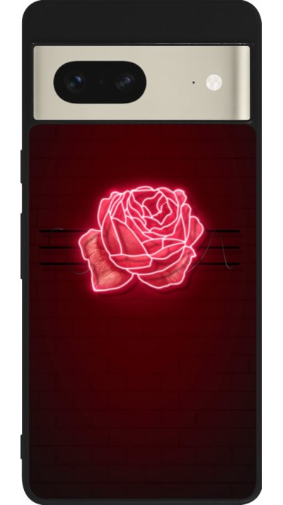 Coque Google Pixel 7 - Silicone rigide noir Spring 23 neon rose
