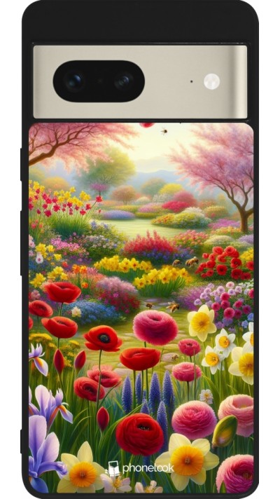 Coque Google Pixel 7 - Silicone rigide noir Spring 25 Bouquet printemps