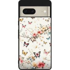 Coque Google Pixel 7 - Silicone rigide noir Spring 25 Papillons Légers