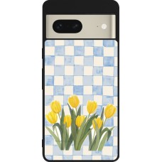 Coque Google Pixel 7 - Silicone rigide noir Blue vichy tulips 2026