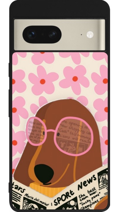 Coque Google Pixel 7 - Silicone rigide noir Dog with newspaper 2026