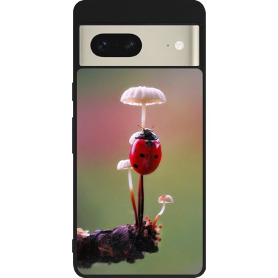 Coque Google Pixel 7 - Silicone rigide noir Ladybird on a mushroom Spring 2026