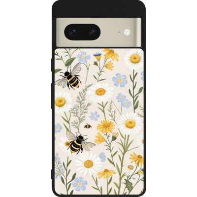 Coque Google Pixel 7 - Silicone rigide noir Pattern bees Spring 2026