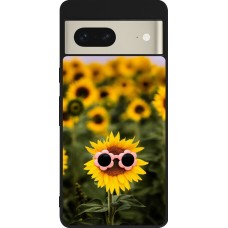 Coque Google Pixel 7 - Silicone rigide noir Sunflower with glasses 2026