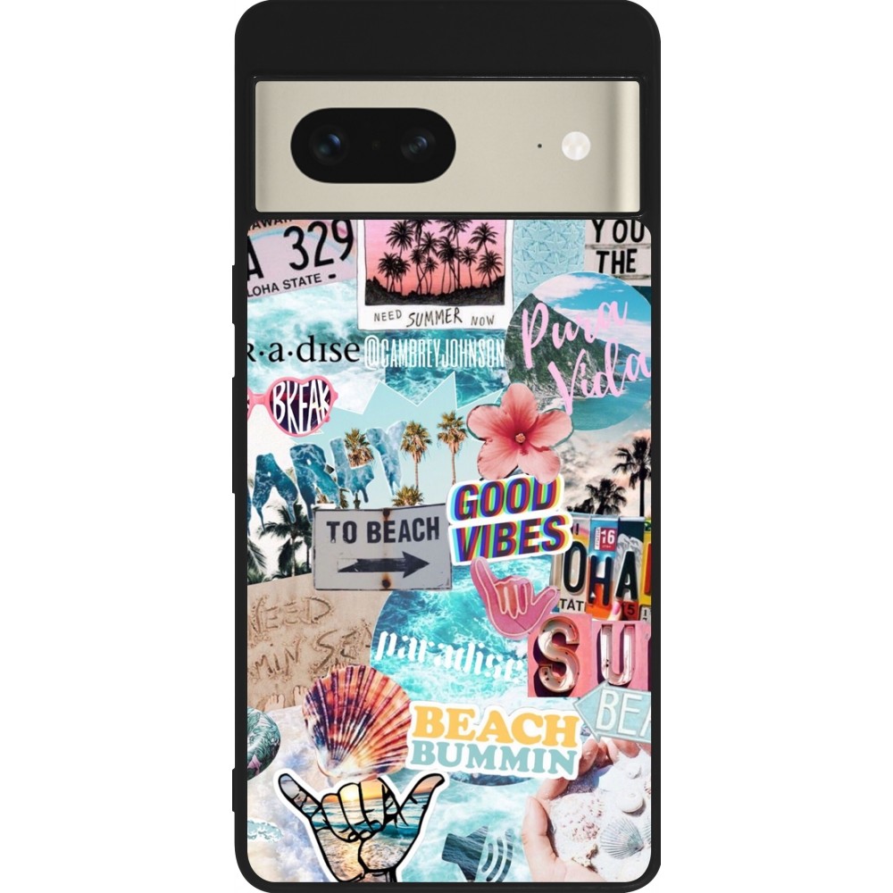 Google Pixel 7 Case Hülle - Silikon schwarz Summer 20 collage