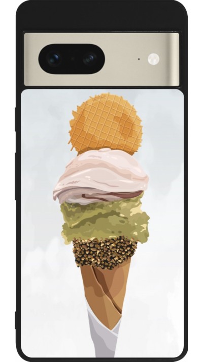 Coque Google Pixel 7 - Silicone rigide noir Summer 2025 Cornet