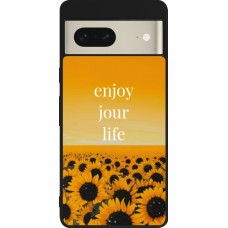 Coque Google Pixel 7 - Silicone rigide noir Summer 2025 Enjoy your life