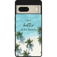 Coque Google Pixel 7 - Silicone rigide noir Summer 2025 Life is better at the beach
