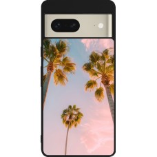 Coque Google Pixel 7 - Silicone rigide noir Summer 2025 Palmiers