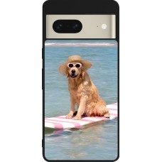 Coque Google Pixel 7 - Silicone rigide noir Summer Dog on Paddle