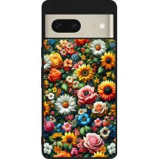 Coque Google Pixel 7 - Silicone rigide noir Summer Floral Pattern