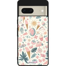 Coque Google Pixel 7 - Silicone rigide noir Summer Pink Pattern