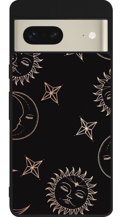 Google Pixel 7 Case Hülle - Silikon schwarz Suns and Moons