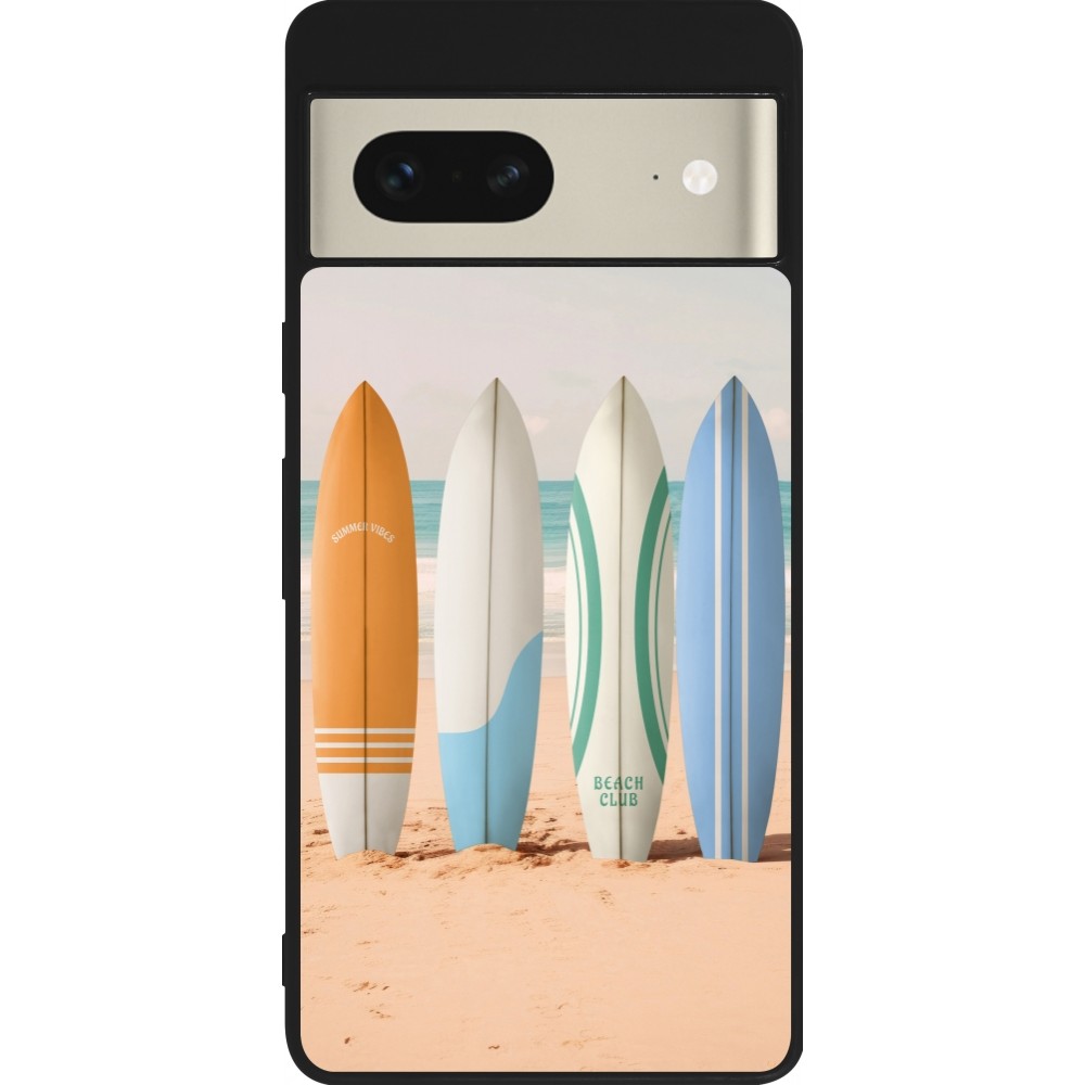 Coque Google Pixel 7 - Silicone rigide noir Summer surfboard 2025