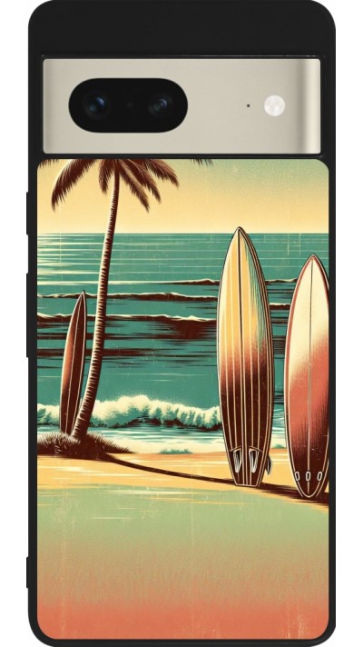 Google Pixel 7 Case Hülle - Silikon schwarz Surf Paradise