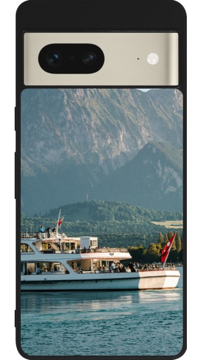 Google Pixel 7 Case Hülle - Silikon schwarz  Nationalfeiertag Schweiz Bateau Leman