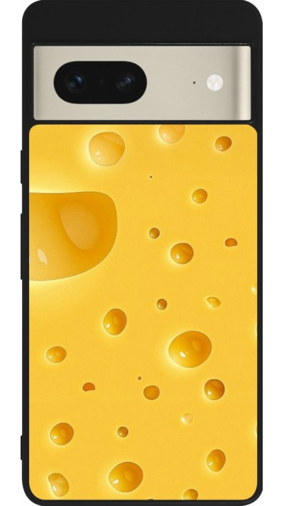 Google Pixel 7 Case Hülle - Silikon schwarz  Nationalfeiertag Schweiz Cheese