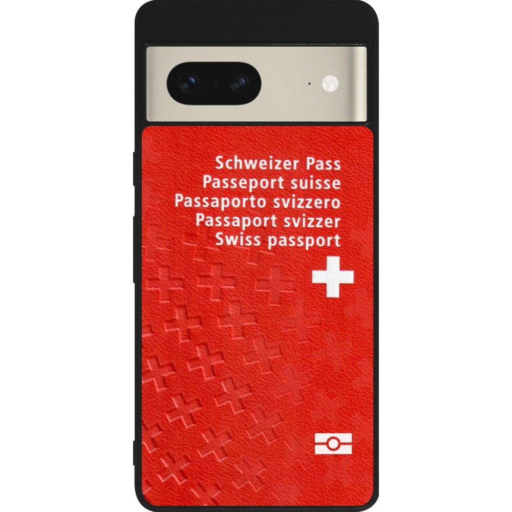 Coque Google Pixel 7 - Silicone rigide noir Swiss Passport