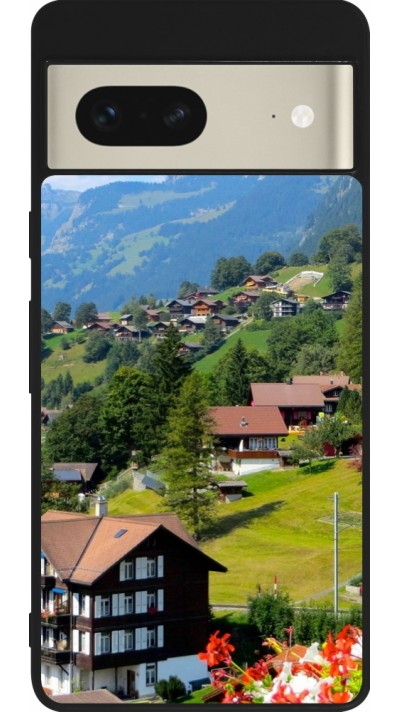 Google Pixel 7 Case Hülle - Silikon schwarz  Nationalfeiertag Schweiz Landschaft