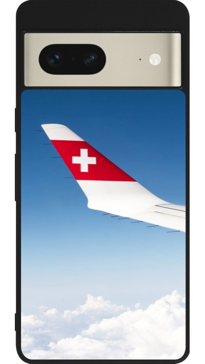 Google Pixel 7 Case Hülle - Silikon schwarz  Schweizer Nationalfeiertag Sky Swiss Flag