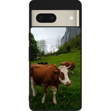 Google Pixel 7 Case Hülle - Silikon schwarz  Nationalfeiertag Schweiz Kühe