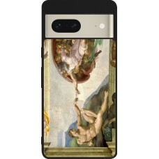 Coque Google Pixel 7 - Silicone rigide noir Tableau art - La Création d’Adam - Michel-Ange