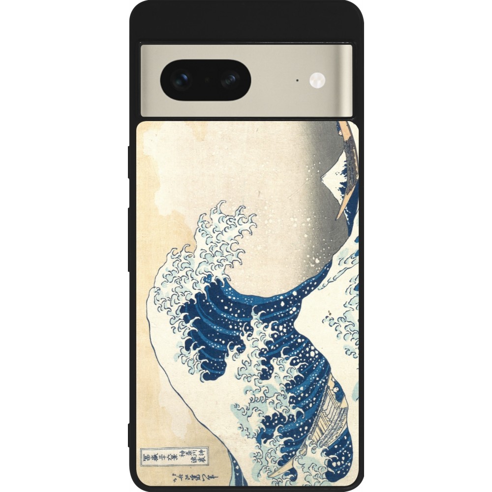 Coque Google Pixel 7 - Silicone rigide noir Tableau art - La Grande Vague de Kanagawa - Hokusai